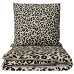 Satino patalynės komplektas „Exotic Leopard“. Raštuota patalynė, 140x200 cm, 200x200 cm, 200x220 cm. Kreminė patalynė su juodu leopardo raštu Satino patalynės komplektas „Exotic Leopard“. Raštuota patalynė, 140x200 cm, 200x200 cm, 200x220 cm. Kreminė patalynė su juodu leopardo raštu