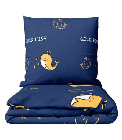 Satino patalynės komplektas „Gold Fish“. Satino patalynė