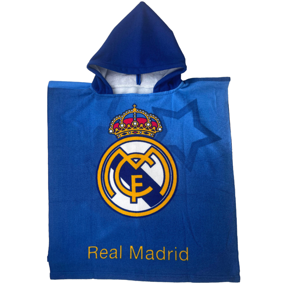 Vaikiškas poncho „Real Madrid“. Rankšluosčiai