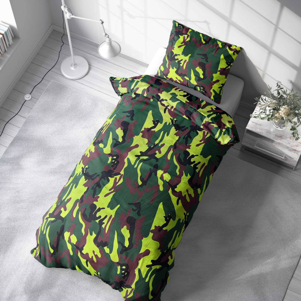 Viengulės patalynės komplektas „Camouflage“. Vaikiška patalynė, 140x200 cm, 160x200 cm