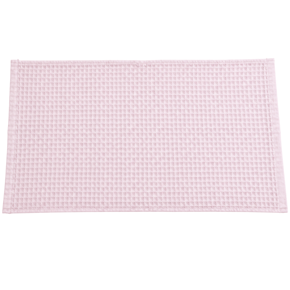 Virtuviniai rankšluosčiai „Blush pink Waffle“. Interjeras, 35x60 cm. Vienspalvis šviesiai rožinis virtuvinis rankšluostukas su smulkių kvadratėlių tekstūra ir apsiūtais kraštais.