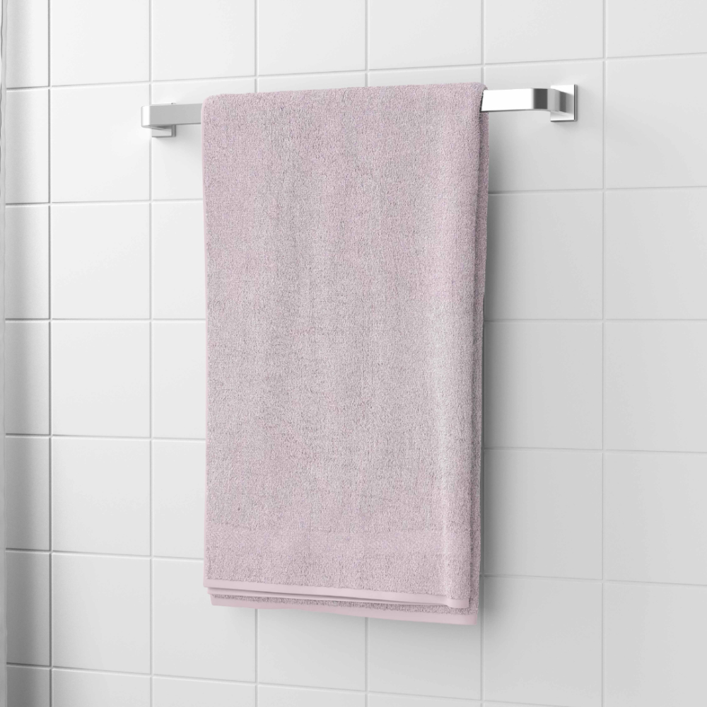 Vonios rankšluostis „Blush Economic Towel“. Rankšluosčiai, 60x35 cm, 100x45 cm. Šviesiai rožinis rankšluostis be raštų, vientiso dizaino