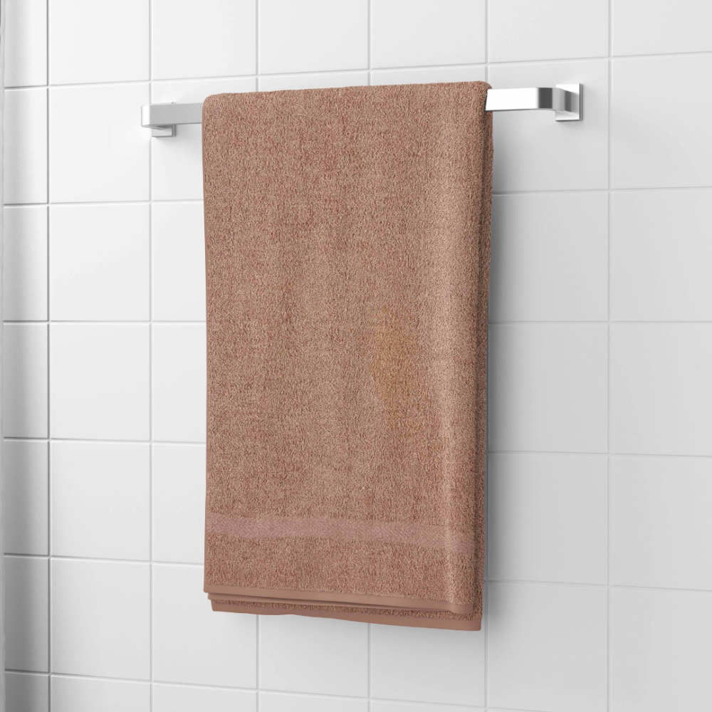 Vonios rankšluostis „Brown Economic Towel“. Rankšluosčiai, 60x35 cm, 100x45 cm. Šiltas kavos atspalvio rankšluostis vienodai rudos spalvos