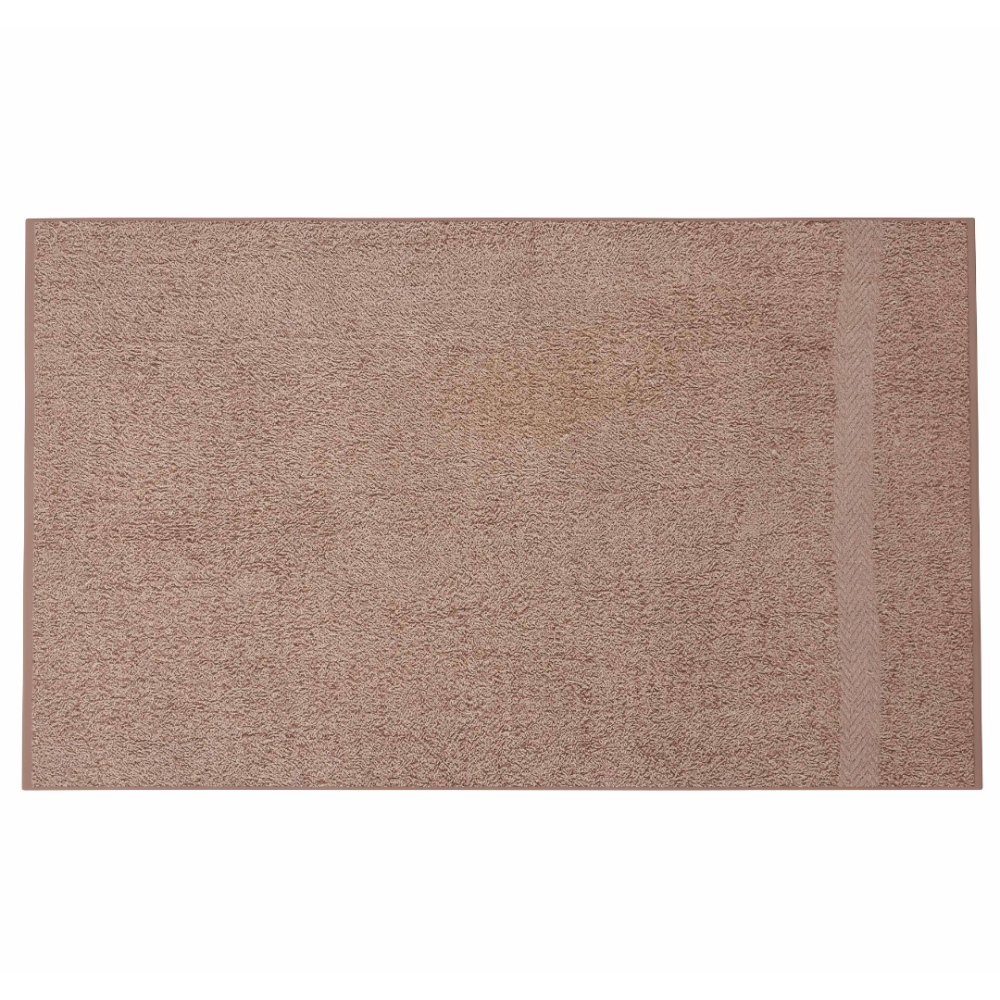 Vonios rankšluostis „Brown Economic Towel“. Rankšluosčiai, 60x35 cm, 100x45 cm. Minimalistinis rudos rudos rankšluosčio dizainas su tekstūra
