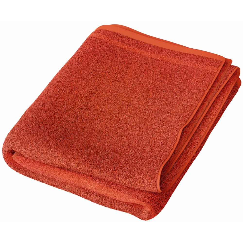 Vonios rankšluostis „Orange Economic Towel“. Rankšluosčiai, 60x35 cm, 100x45 cm. Oranžinis rankšluostis su subtilia ornamentine juostele apačioje.