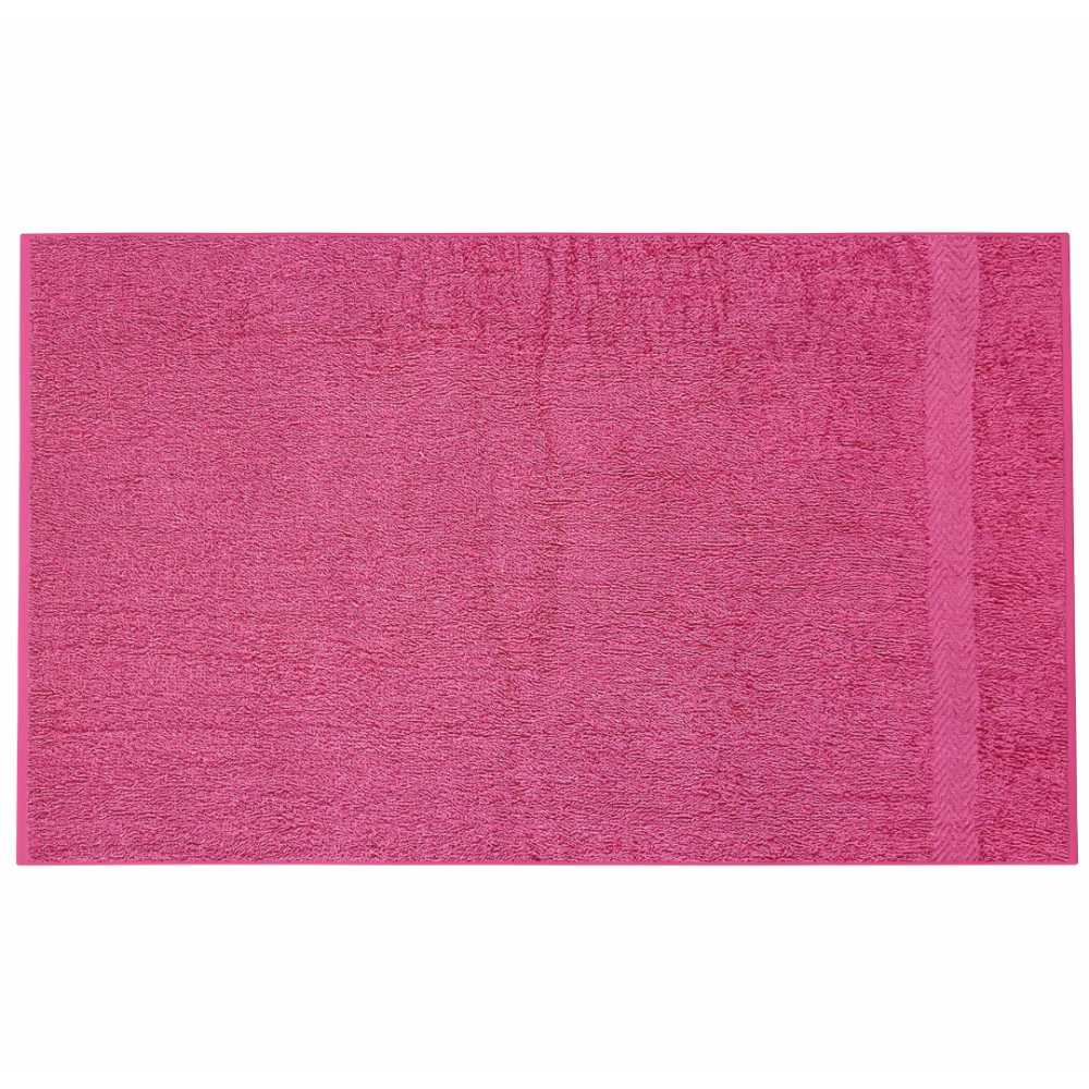 Vonios rankšluostis „Raspberry Economic Towel“. Rankšluosčiai, 60x35 cm, 100x45 cm. Dvipusis rožinis rankšluostis minimalistiniame vonios interjere