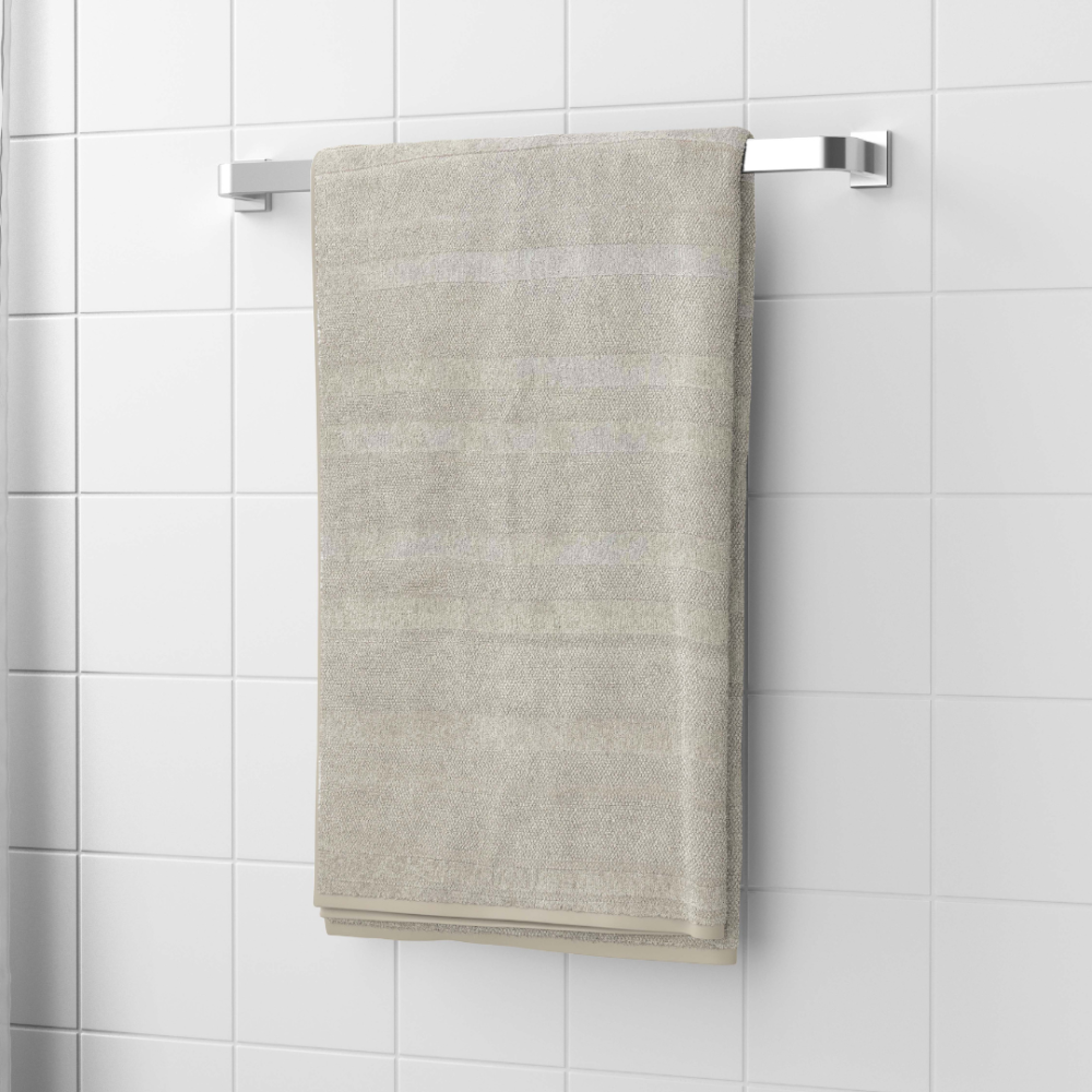 Vonios rankšluostis „Terry Cream“. Rankšluosčiai, 50x90 cm, 70x140 cm. Elegantiškas kreminės spalvos medvilninis vonios rankšluostis, sukurtas patogumui ir maksimaliam sugeriamumui, puikiai tinka gaivinančiam dušui.