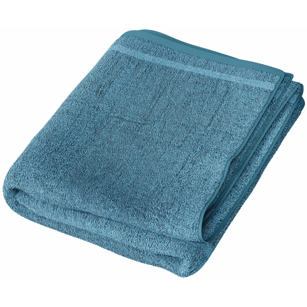 Vonios rankšluostis „Waterloo Economic Towel“. Rankšluosčiai, 60x35 cm, 100x45 cm. Blyškus žydras ir blizgus rankšluostis be raštų