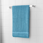 Vonios rankšluostis „Waterloo Economic Towel“. Rankšluosčiai, 60x35 cm, 100x45 cm. Blyškus žydras rankšluostis su storesne apačios juostele