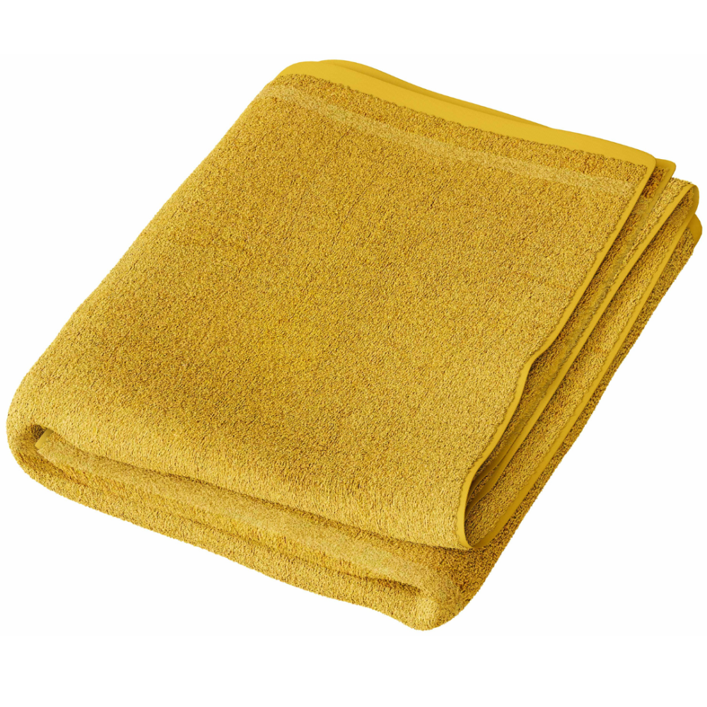 Vonios rankšluostis „Yellow Economic Towel“. Rankšluosčiai, 60x35 cm, 100x45 cm. Geltonas rankšluostis be raštų vientiso dizaino
